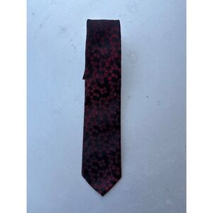 Vintage Commodore Trevira Burgundy Black‎ Geometric Mosaic Necktie 3in Width